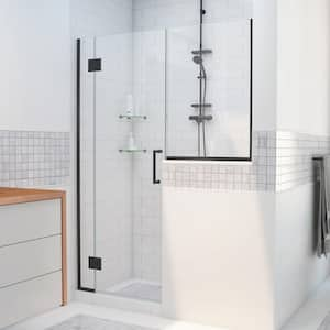 Unidoor-X 59 to 59.5 in. x 72 in. Frameless Hinged Shower Door in Matte Black