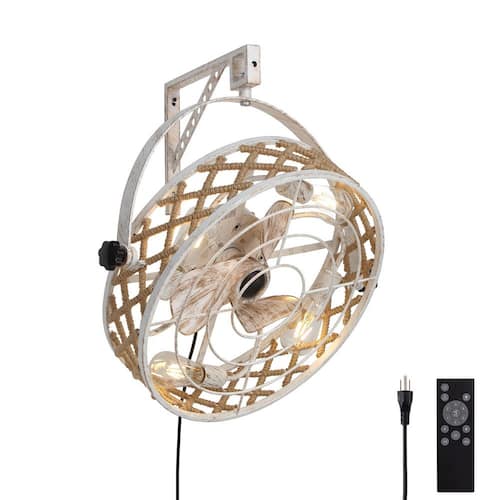 20 in. Indoor White Farmhouse Ceiling Fan Light Wall Mounted Ceiling Fan with Light and Remote Fans