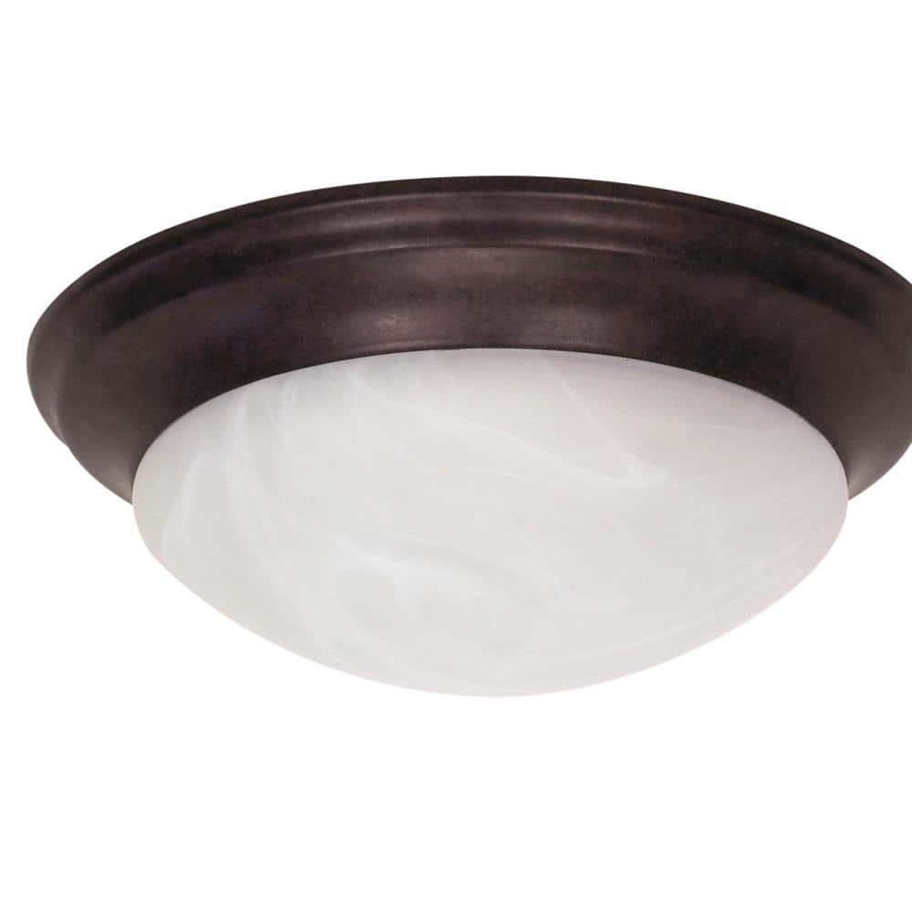 Bronze and Glass 14" Flush Mount Ceiling Light