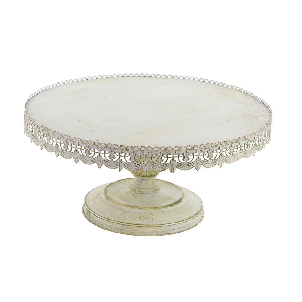 White Lace Inspired Ceramic Pedestal Cake Stand, 22"