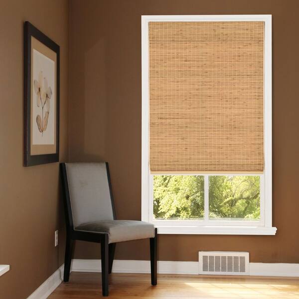 Hampton Wheat Straw Light Filtering Cordless Bamboo Roman Shade-19 in. W X 72 in. L