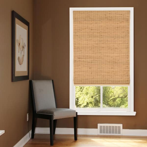 Hampton Wheat Straw Light Filtering Cordless Bamboo Roman Shade-42 in. W x 48 in. L