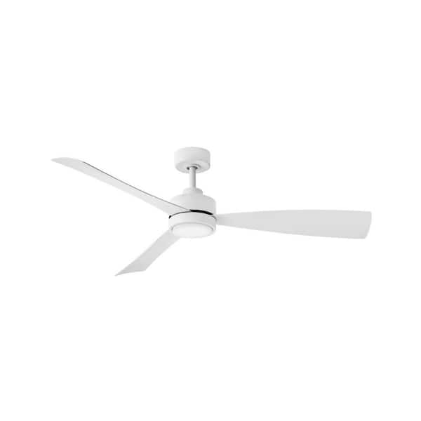 HINKLEY IVER 56.0 in. Integrated LED Indoor/Outdoor Matte White Ceiling Fan with Remote Control