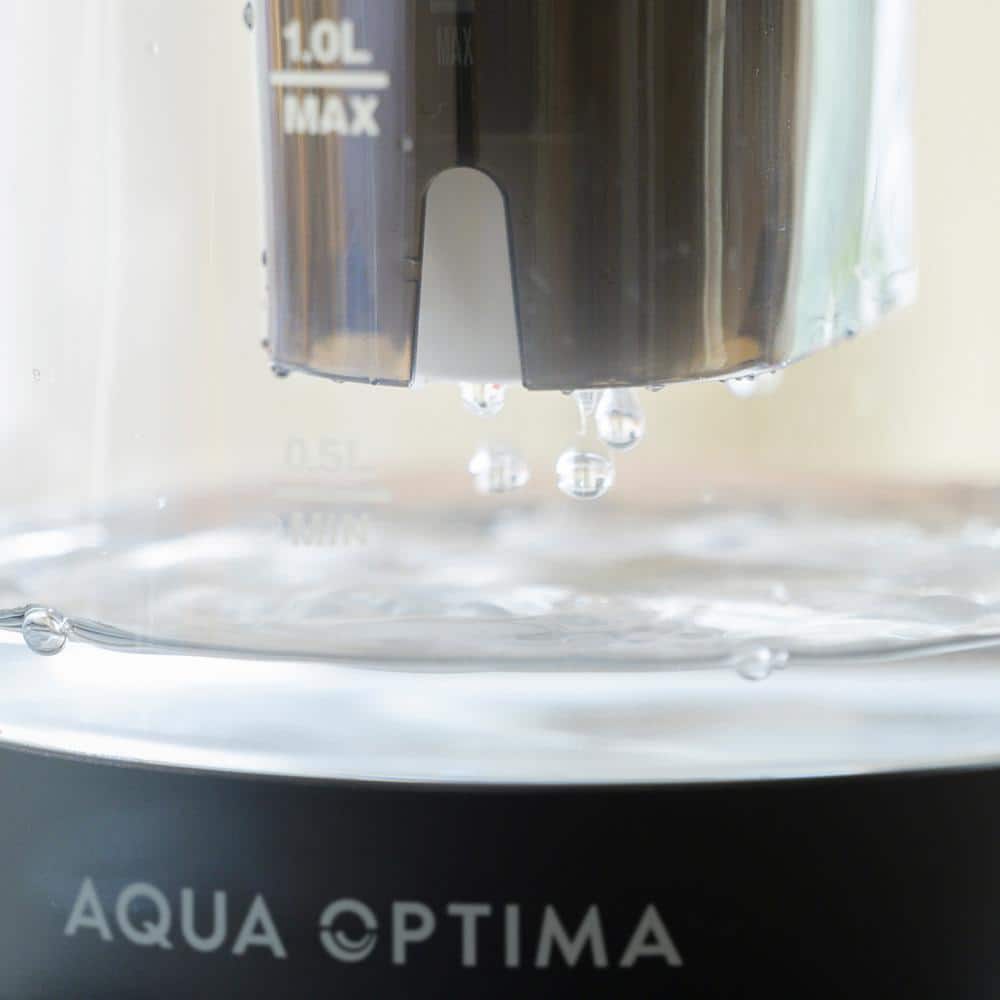 Aqua Optima 1.7L Black Glass Electric Kettle with Filter
