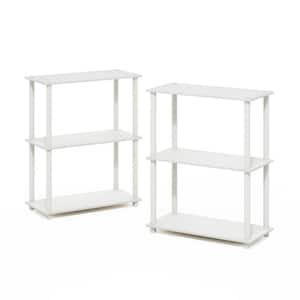 Turn-N-Tube 17.8 in. Tall White/White Wood 3-Shelf Etagere Bookcases