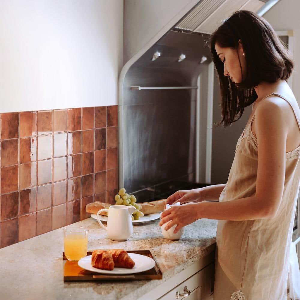 Zellige Safi Orange Glossy Peel and Stick Wall Tile