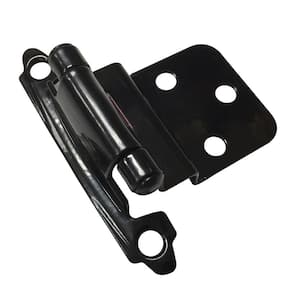 Black Semi-Concealed Self-Closing 3/8 in. Overlay for Face Frame Cabinet Hinge (2-Pack)