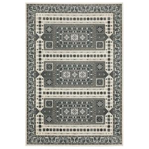 Rayder Gray/Blue 10 ft. x 13 ft. Moroccan Geometric Polypropylene/Polyester Indoor Area Rug