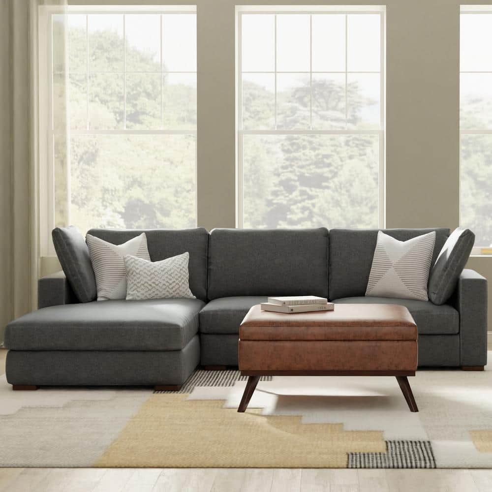 Charlie 122 in. Straight Arm Performance Fabric Rectangle Left-Facing Sectional Sofa in Pebble Grey price history on PriceWatchPro