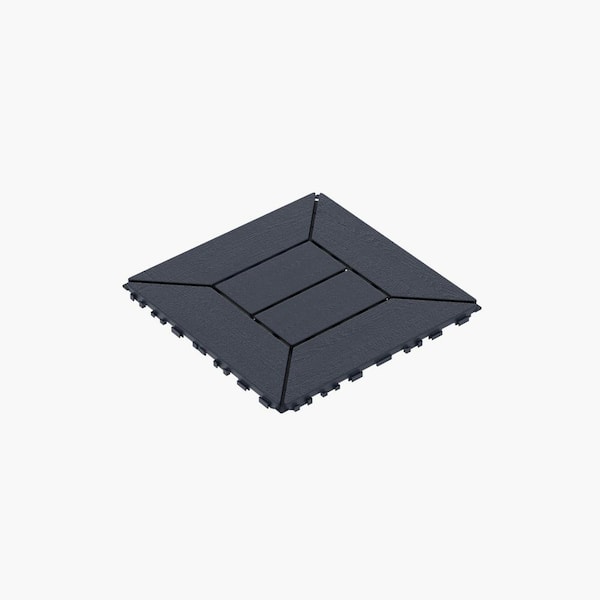 Amucolo 12 in. x 12 in. Waterproof Plastic Interlocking Deck Tiles in Dark Gray for Poolside Balcony Backyard (Set of 44 Tiles)