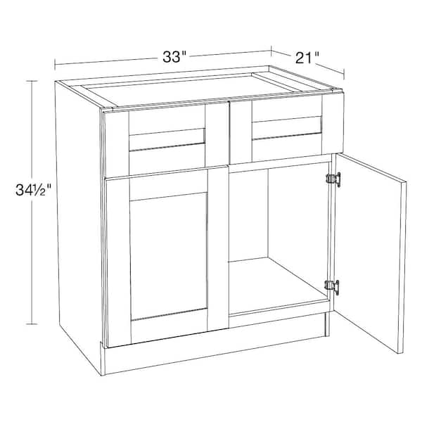 Arlington Veiled Gray Plywood Shaker Assembled Vanity Sink Base Kitchen Cabinet Sft Cls 33 in W x 21 in D x 34.5 in H
