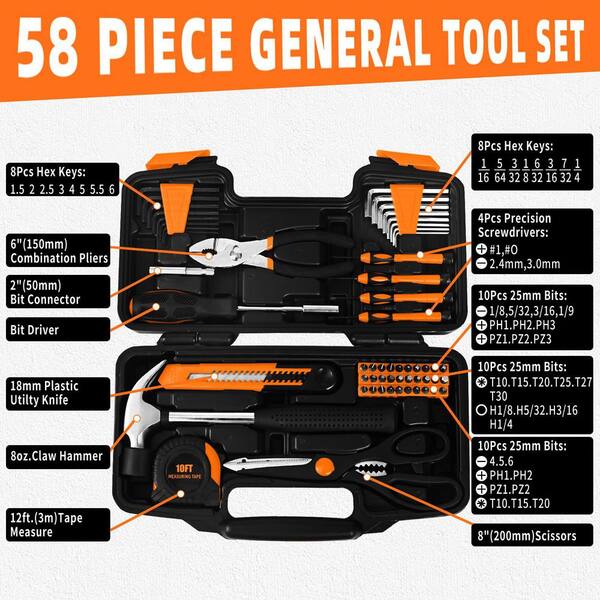 Laybus 58-Piece Tool Kit Basic Home Repair Tool Set, Small Tool