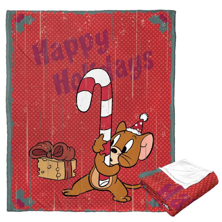 Wb Tom And Jerry Happy Holidays Silk Touch Multi-Colored Throw