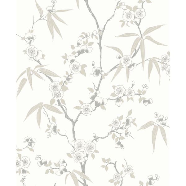 Seabrook Designs 57.5 sq. ft. Morning Floral Blossom Trail Nonwoven Paper Unpasted Wallpaper Roll