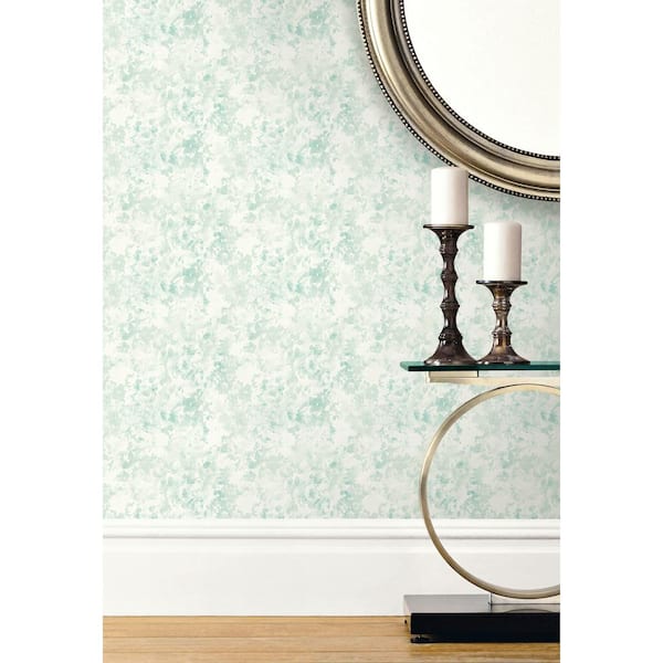 CASA MIA Flower Watercolor Light Green Paper Non-Pasted Strippable Wallpaper Roll (Cover 56.05 sq. ft.)