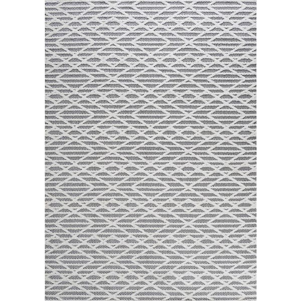 Ararat High-Low Pile Moroccan Diamond Modern Black/Ivory 4 ft. x 6 ft. Indoor/Outdoor Area Rug