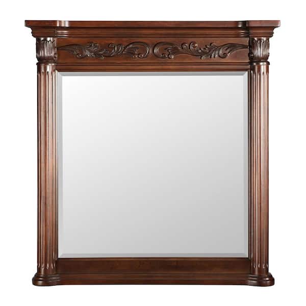 Belle Foret Estates 38 in. L x 36 in. W Wall Mirror in Rich Mahogany