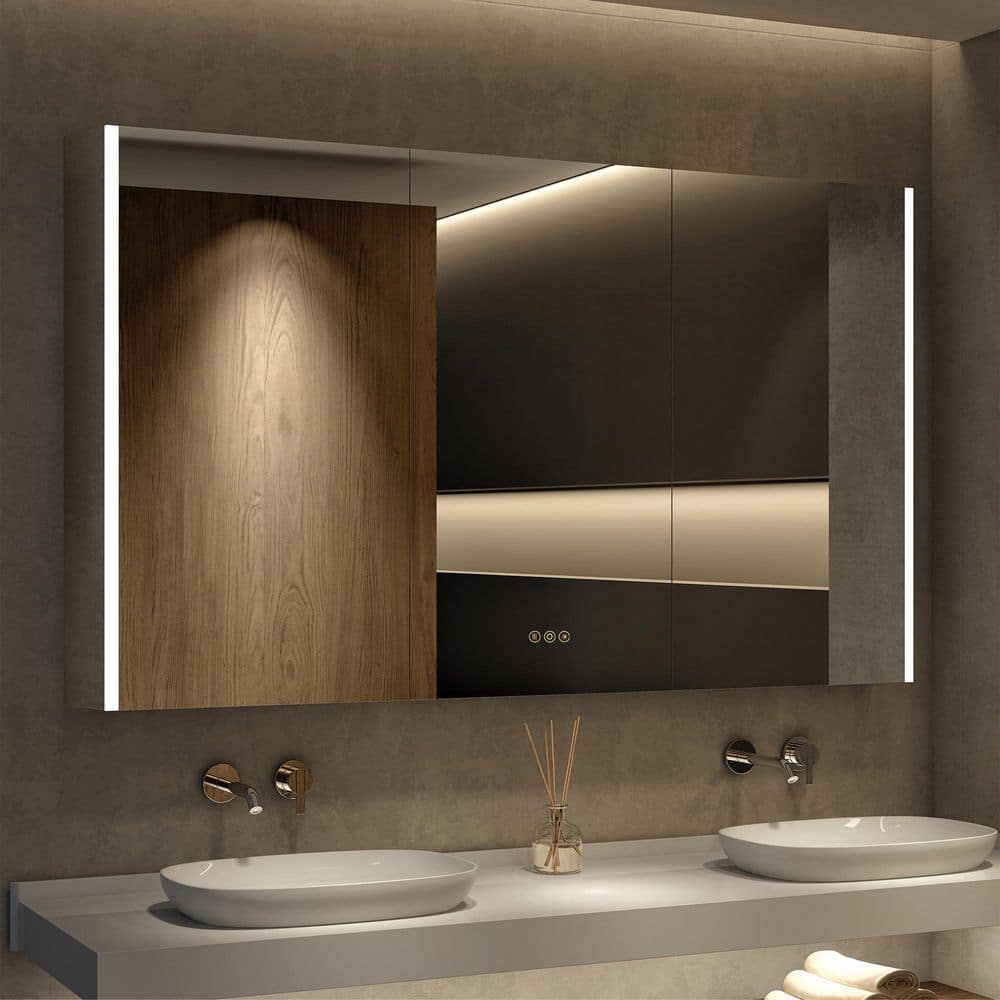 Kyle 54 in. W x 32 in. H Rectangular Medicine Cabinet with Mirror, Dimmable Light, Wall or Recessed Mount price history on PriceWatchPro