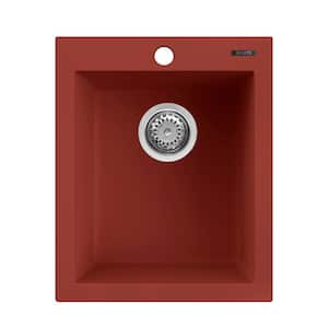 epiGranite Berry Red Granite Composite 16 in. x 20 in. 3 -Hole Drop-In Topmount Bar Sink