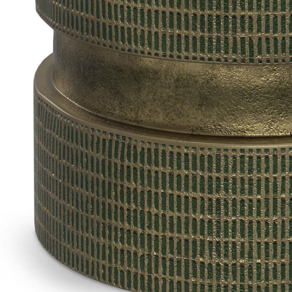 Jalen Light Green Patina Cast Aluminum Round Side Table