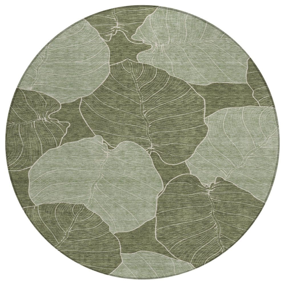 Chantille Machine Washable Indoor/Outdoor Abstract ACN2506 Olive 8 ft. x 8 ft. Round Rug price history on PriceWatchPro