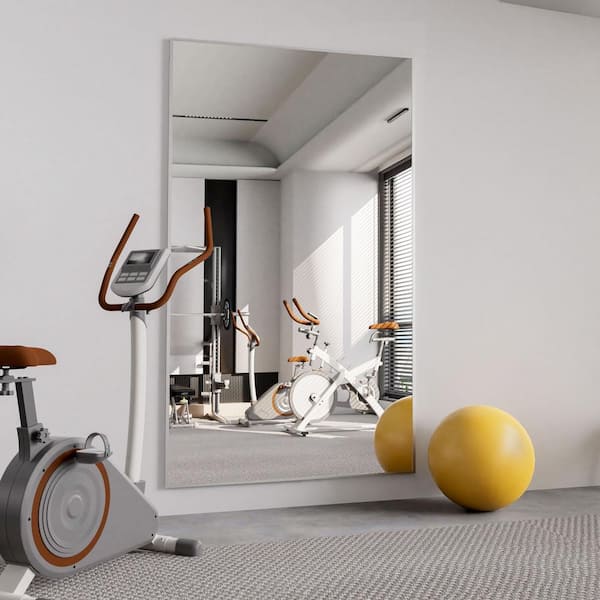 32 in. W x 71.1 in. H Oversized Silver Metal Frame Modern Classic Full Length Floor Standing Mirror