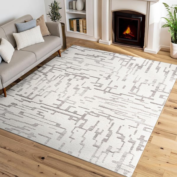 Artisan Shag Ivory 8 ft. x 10 ft. Abstract Indoor Area Rug