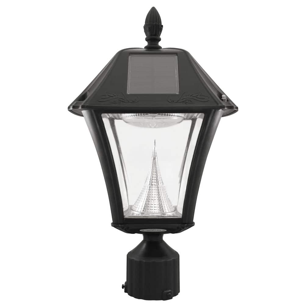 GAMA SONIC Baytown II 1-Light Black Outdoor Solar Warm White Post