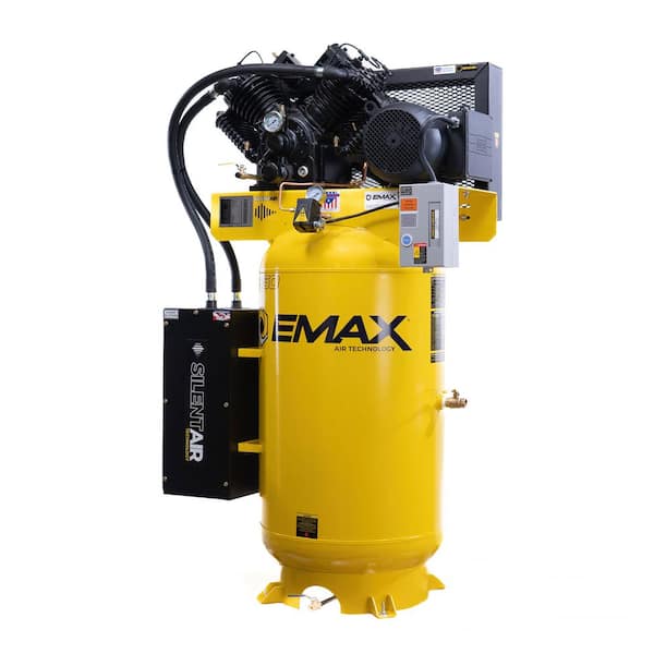 Silent Air Industrial E350 Series 80 Gal. 175 psi 7.5 HP 31 CFM 1-Phase 2-Stage Stationary Electric Air Compressor