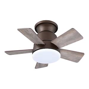 Evaluna 24 in. Integrated LED Indoor Bronze Flush Mount Ceiling Fan with Light and Remote Control