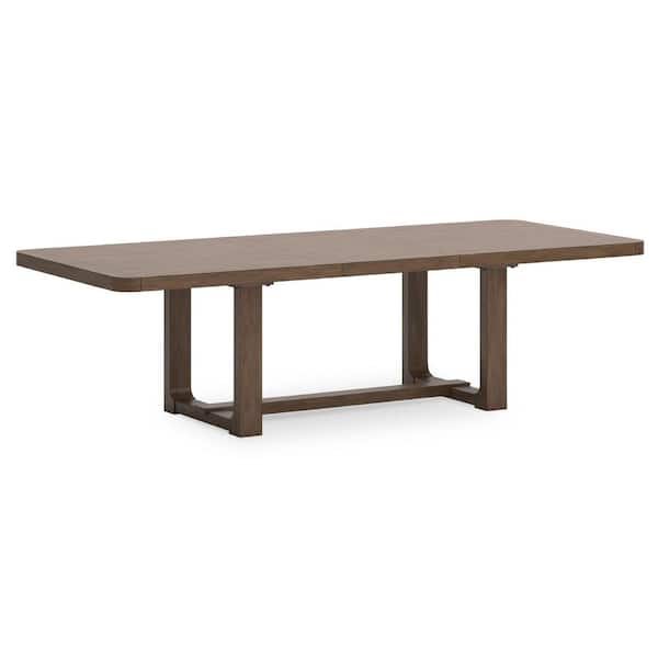 Cabalynn Transitional Brown Wood 46 in. Trestle Extendable Dining Table Seats 8