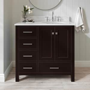 Cambridge 37 in. W x 22 in. D x 35.25 in. H Vanity in Espresso with White Marble Vanity Top with Basin