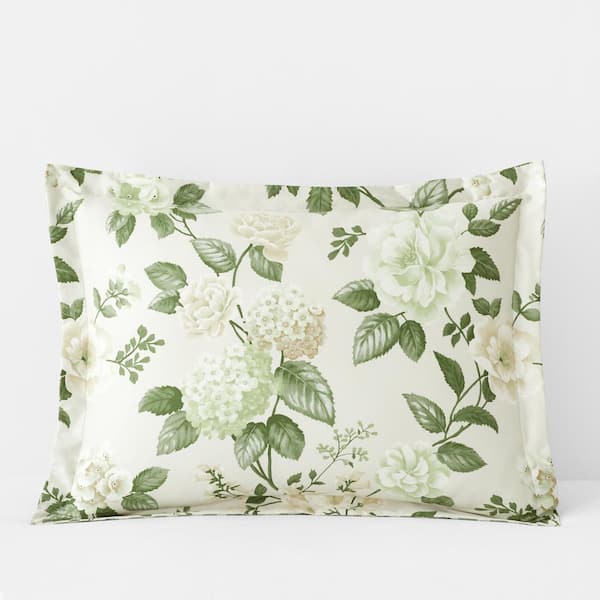 The Company Store Legends Hotel Green Multi Blooming Flowers Wrinkle-Free Sateen King Sham