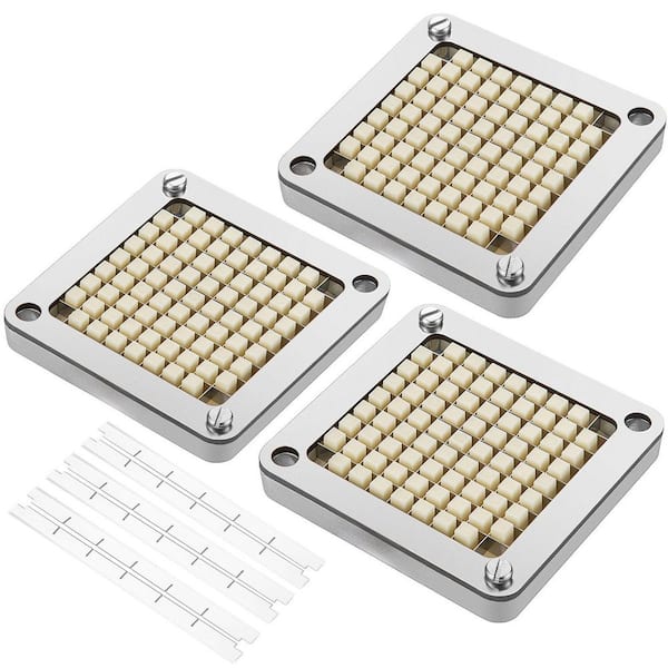 Replacement Stainless Steel 3/8 Inch 6 Extra Knives Push Block French Fry Chopper Blade Assembly (Set of 3)