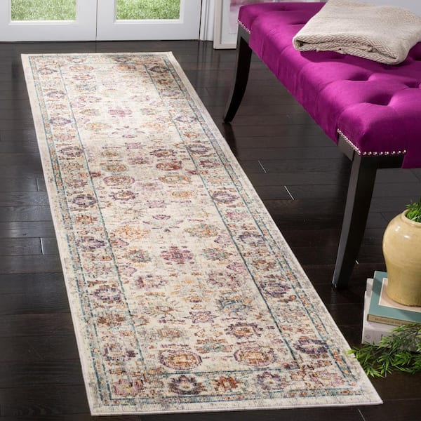 Illusion Cream/Purple 2 ft. x 8 ft. Border Runner Rug