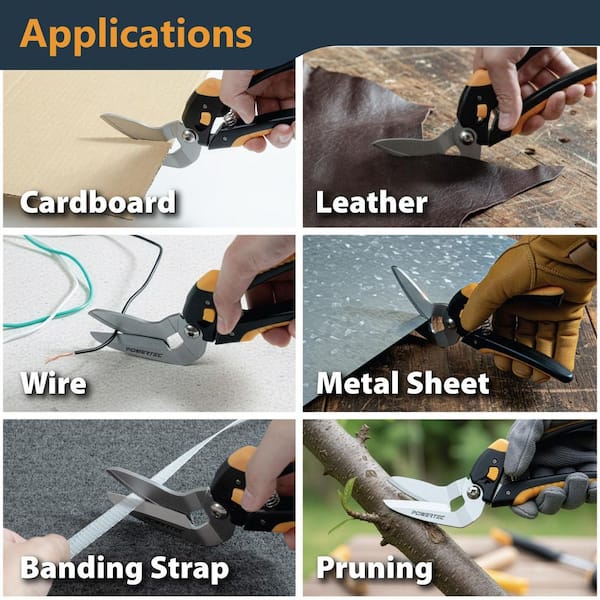 8-1/2 in. Heavy Duty Scissors, Curved Serrated Blade Multipurpose Cutter with Wire Cutting Notch (1mm)