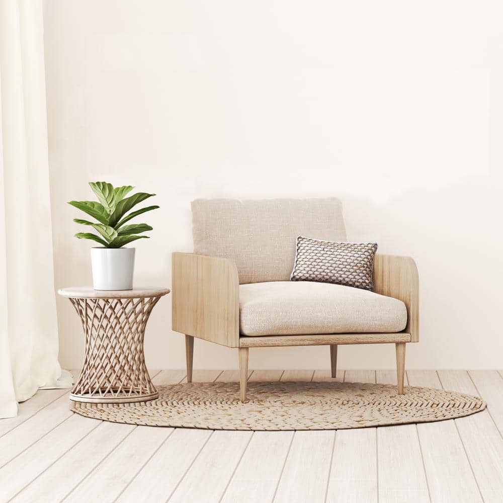 Chic Rustic Jada 20" White Cotton & Jute Decorative Pillow