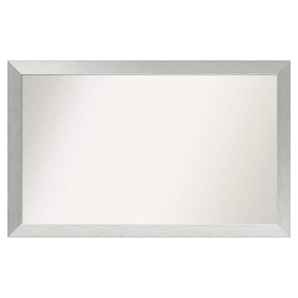 Amanti Art Brushed Sterling Silver 48 in. x 30 in. Custom Non-Beveled Wood Framed Bathroom Vanity Wall Mirror