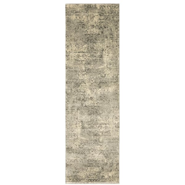 Asbury Beige/Gray 2 ft. x 8 ft. Vintage Distressed Oriental Polypropylene Indoor Runner Area Rug