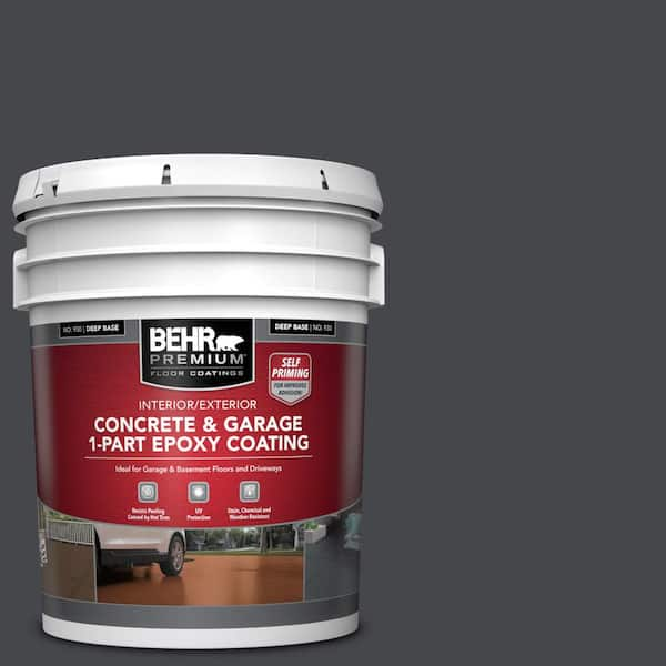 BEHR PREMIUM 5 gal. #PPU26-23A Dark Secret Self-Priming 1-Part Epoxy Satin Interior/Exterior Concrete and Garage Floor Paint