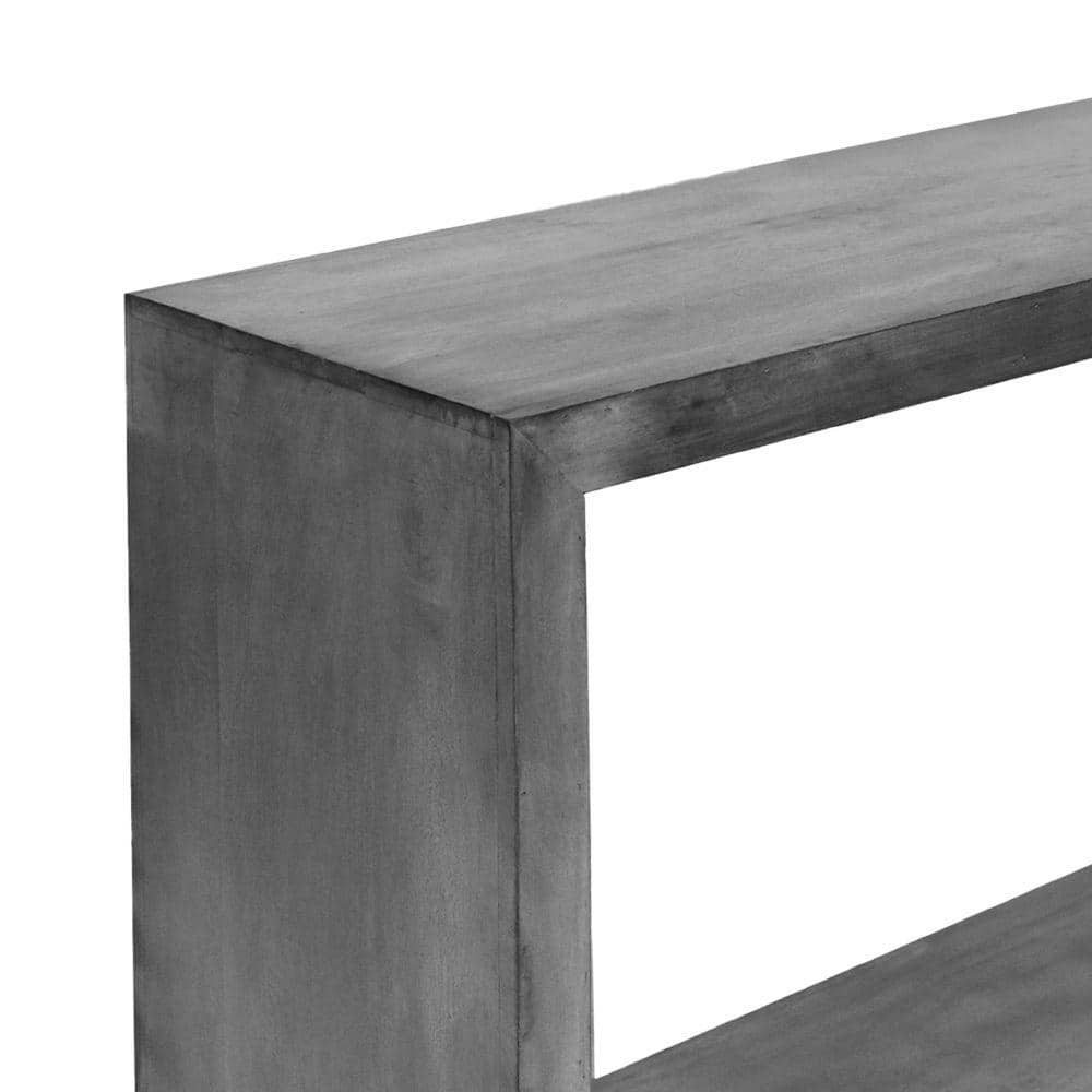 Retro Charcoal Gray 52" Mango Wood Console Table with Open Shelf
