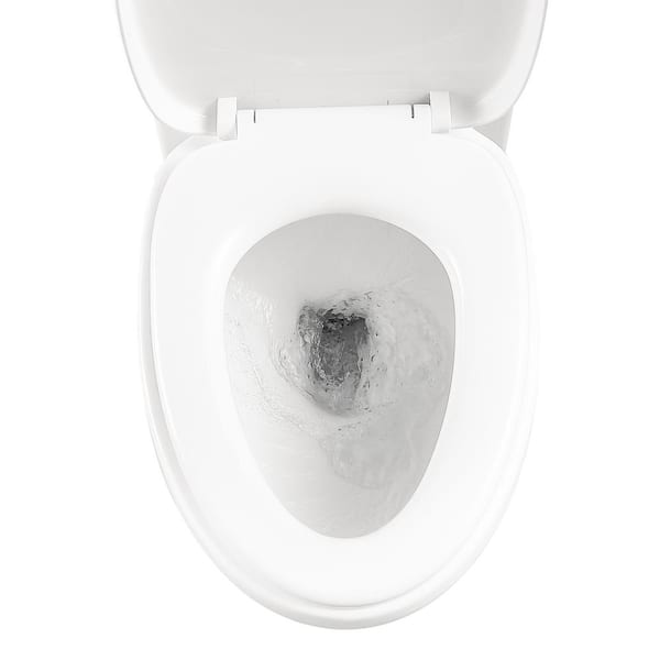 One-piece 1.1 GPF/1.6 GPF High Efficiency Dual Flush Elongated Toilet in White, Slow-Close Seat Included