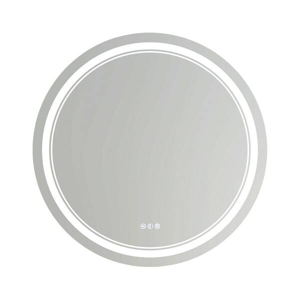 32 in. W x 32 in. H Round Frameless Anti-Fog LED Wall Bathroom Vanity ...
