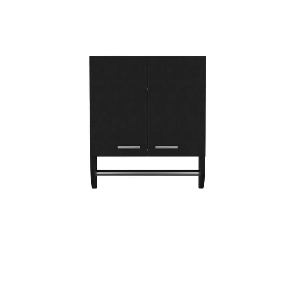 "17.4""W x 5.1""D x 20.3""H Particleboard bathroom wall cabinet with double doors and towel rack in Black" price history on PriceWatchPro