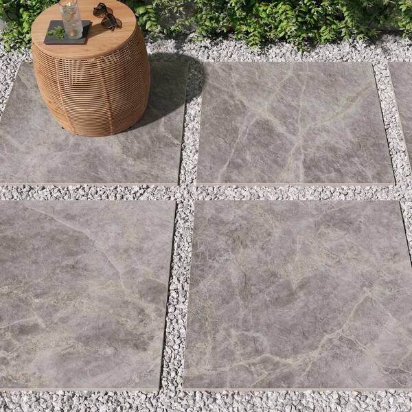 Corso Italia Impero Tuscan Gray 24 in. x 24 in. x 0.75 in. Marble Look Porcelain Paver (Case of 2)