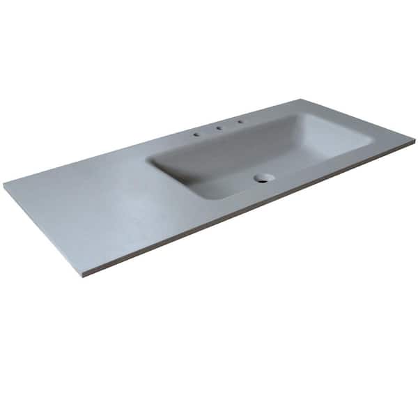 Bellaterra Home 49 in. W x 22 in. D Concrete Vanity Top with Right Side Sink in Dark Gray