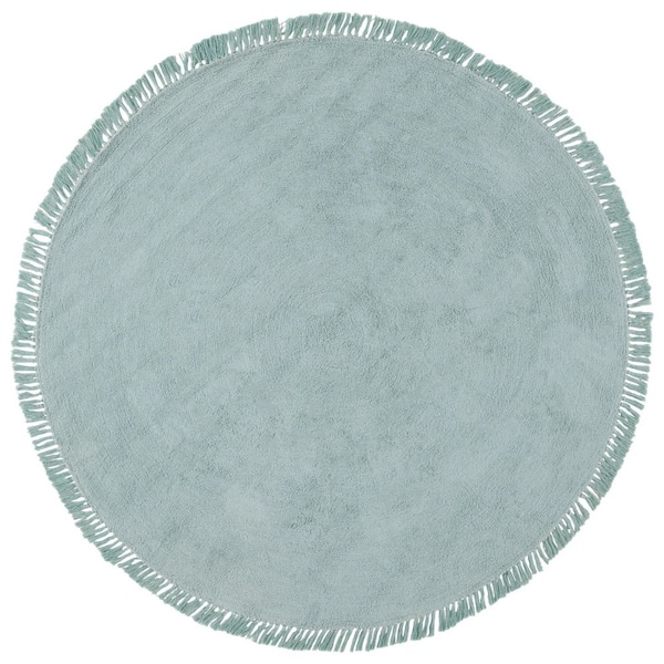 Easy Care 6 ft. x 6 ft. Turquoise Modern Solid Fringe Round Area Rug