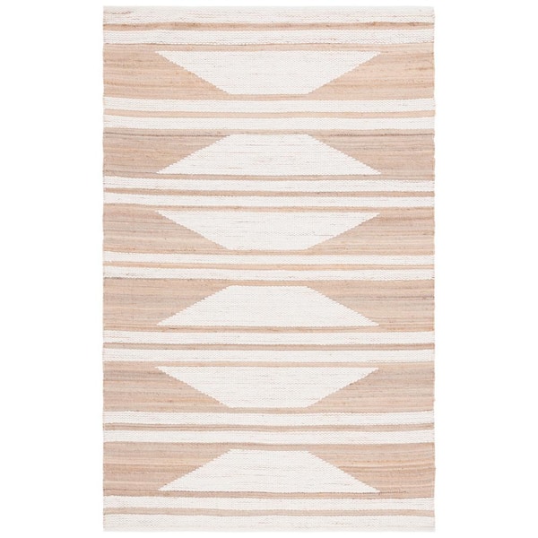 SAFAVIEH Natural Fiber Beige/Ivory 5 ft. x 8 ft. Striped Woven Area Rug