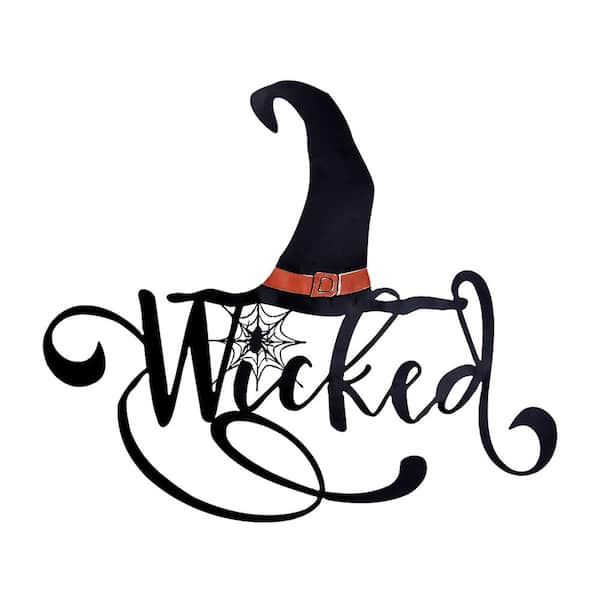 Seasonal Abode Inc Tatum Black Wicked Witch Hat Wall Sign