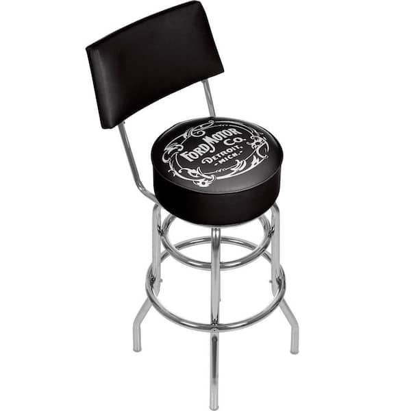 Ford Vintage 1903 Motor Company 31 in. Chrome Swivel Cushioned Bar Stool